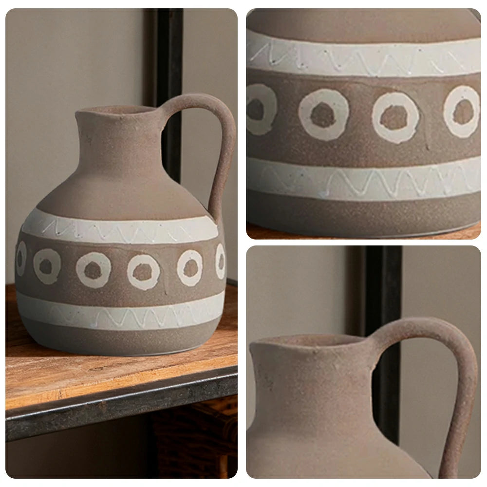 LIVARA Ceramic Vase Ornament Stable Solid Silhouette Artistic Home Display Matte Ceramic Stone-Texture Finish