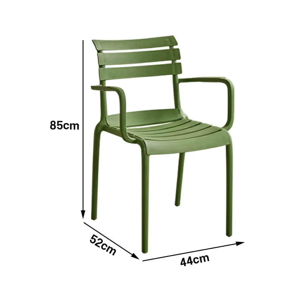 LIVARA Dining Chair - Ergonomic Curved Backrest, One-Piece Reinforced Frame, Durable Water-Resistant Shell, Armrest or Armless Options - Green