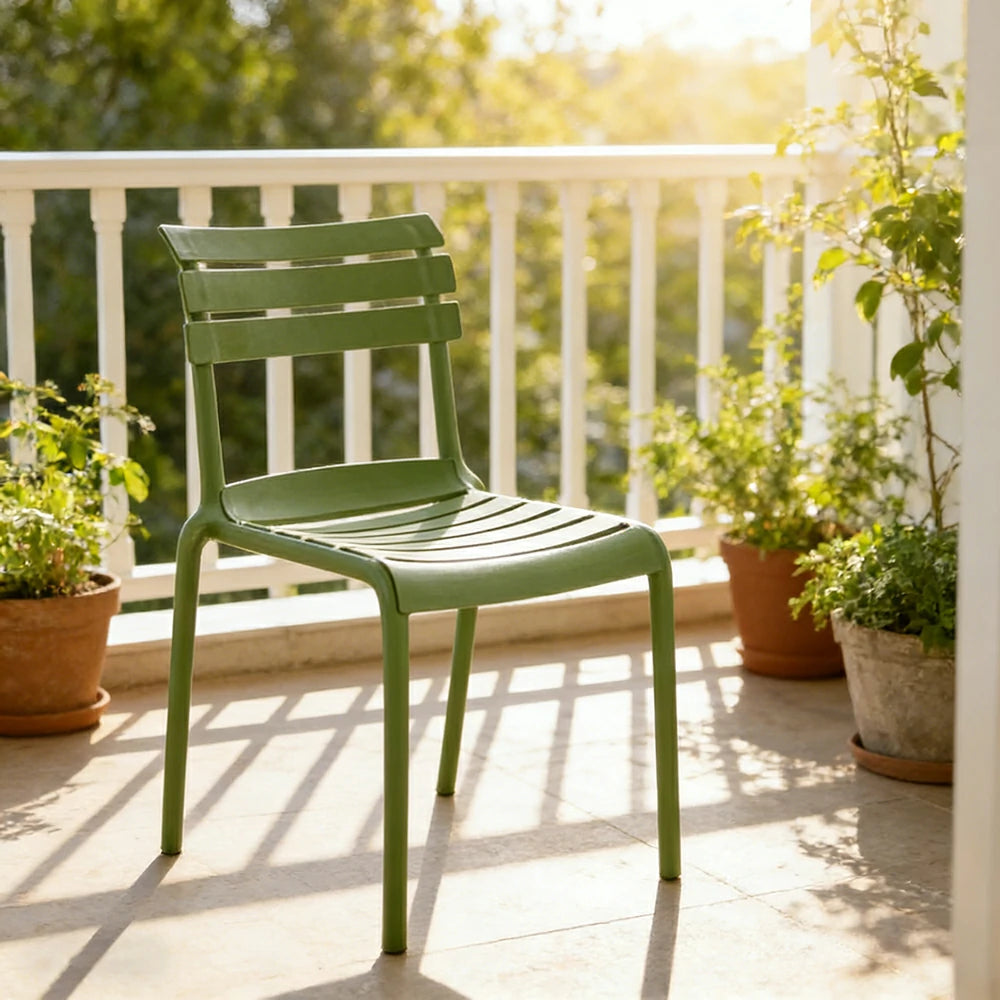 LIVARA Dining Chair - Ergonomic Curved Backrest, One-Piece Reinforced Frame, Durable Water-Resistant Shell, Armrest or Armless Options - Green