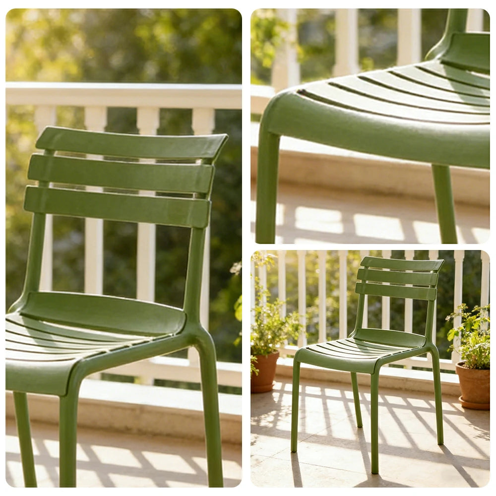 LIVARA Dining Chair - Ergonomic Curved Backrest, One-Piece Reinforced Frame, Durable Water-Resistant Shell, Armrest or Armless Options - Green