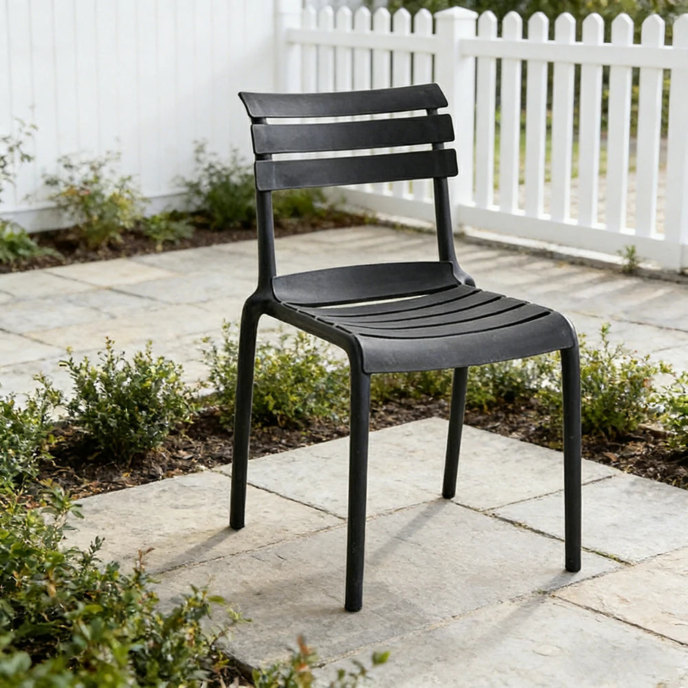 LIVARA Dining Chair - Ergonomic Curved Backrest, One-Piece Reinforced Frame, Durable Water-Resistant Shell, Armrest or Armless Options - Black