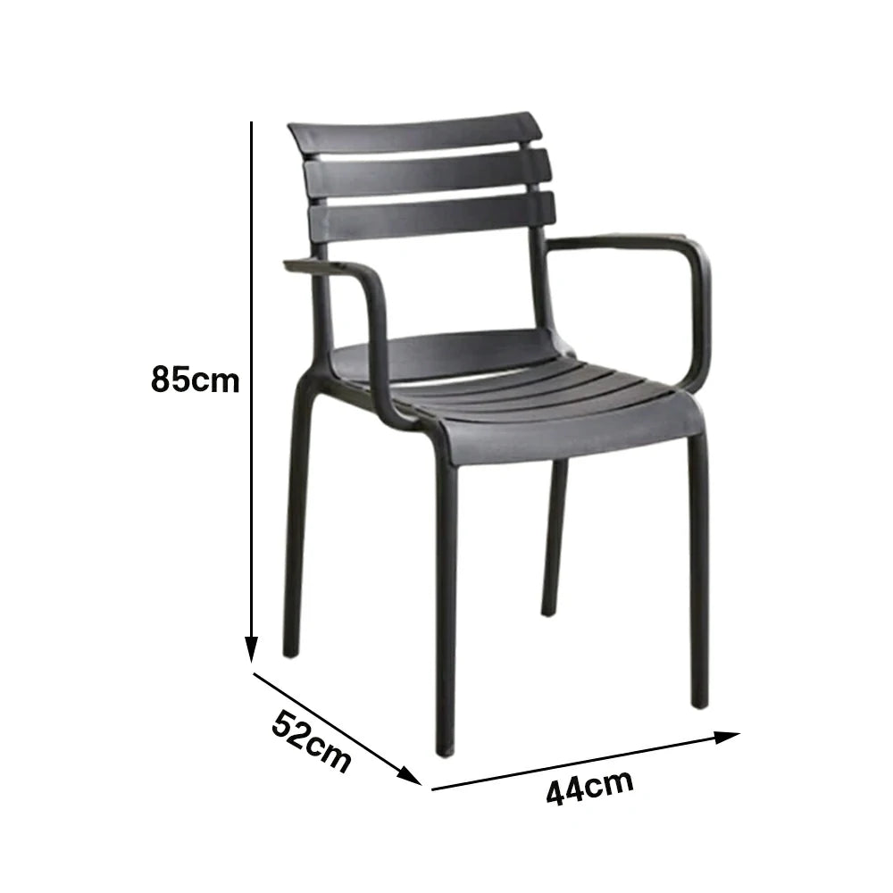 LIVARA Dining Chair - Ergonomic Curved Backrest, One-Piece Reinforced Frame, Durable Water-Resistant Shell, Armrest or Armless Options - Black