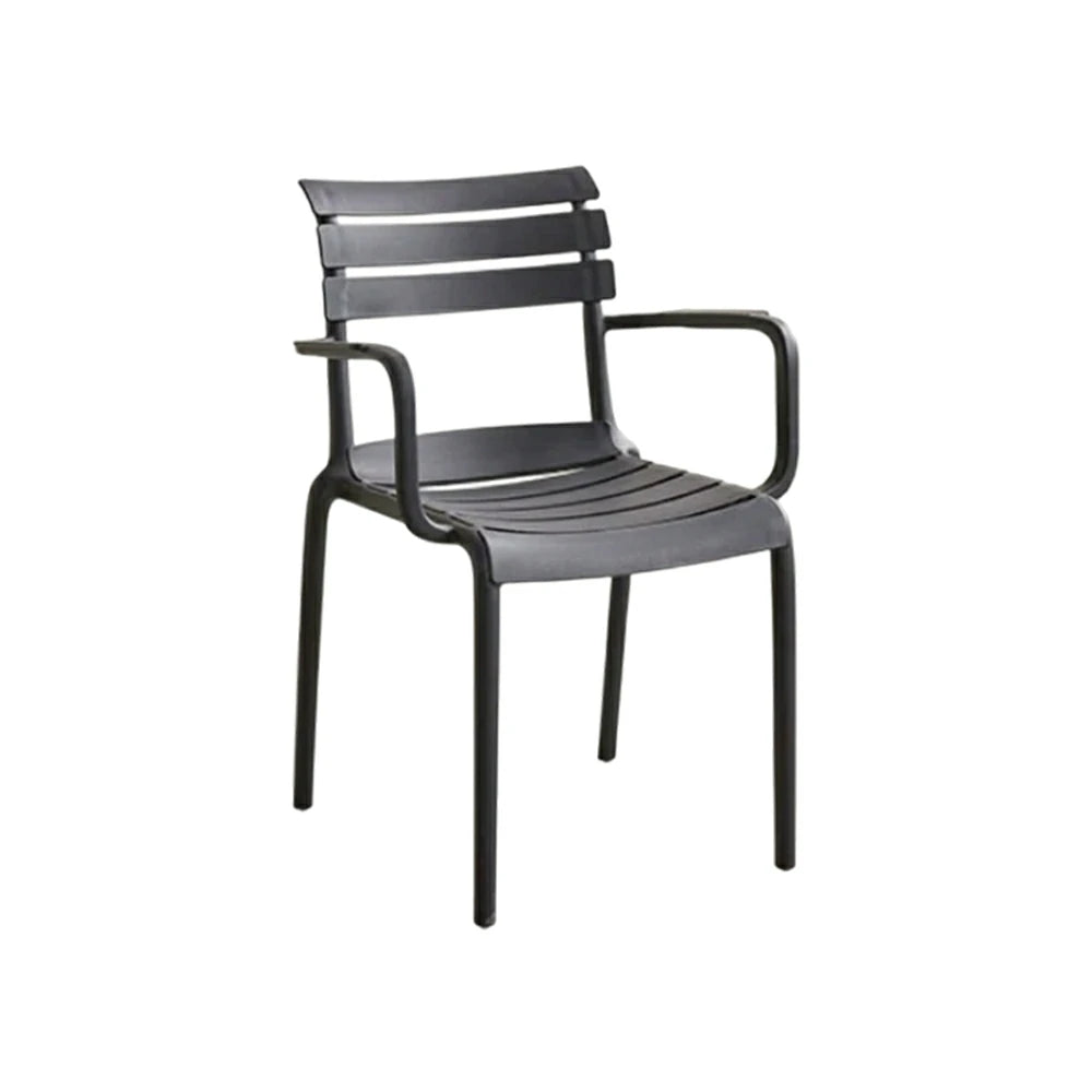 LIVARA Dining Chair - Ergonomic Curved Backrest, One-Piece Reinforced Frame, Durable Water-Resistant Shell, Armrest or Armless Options - Black