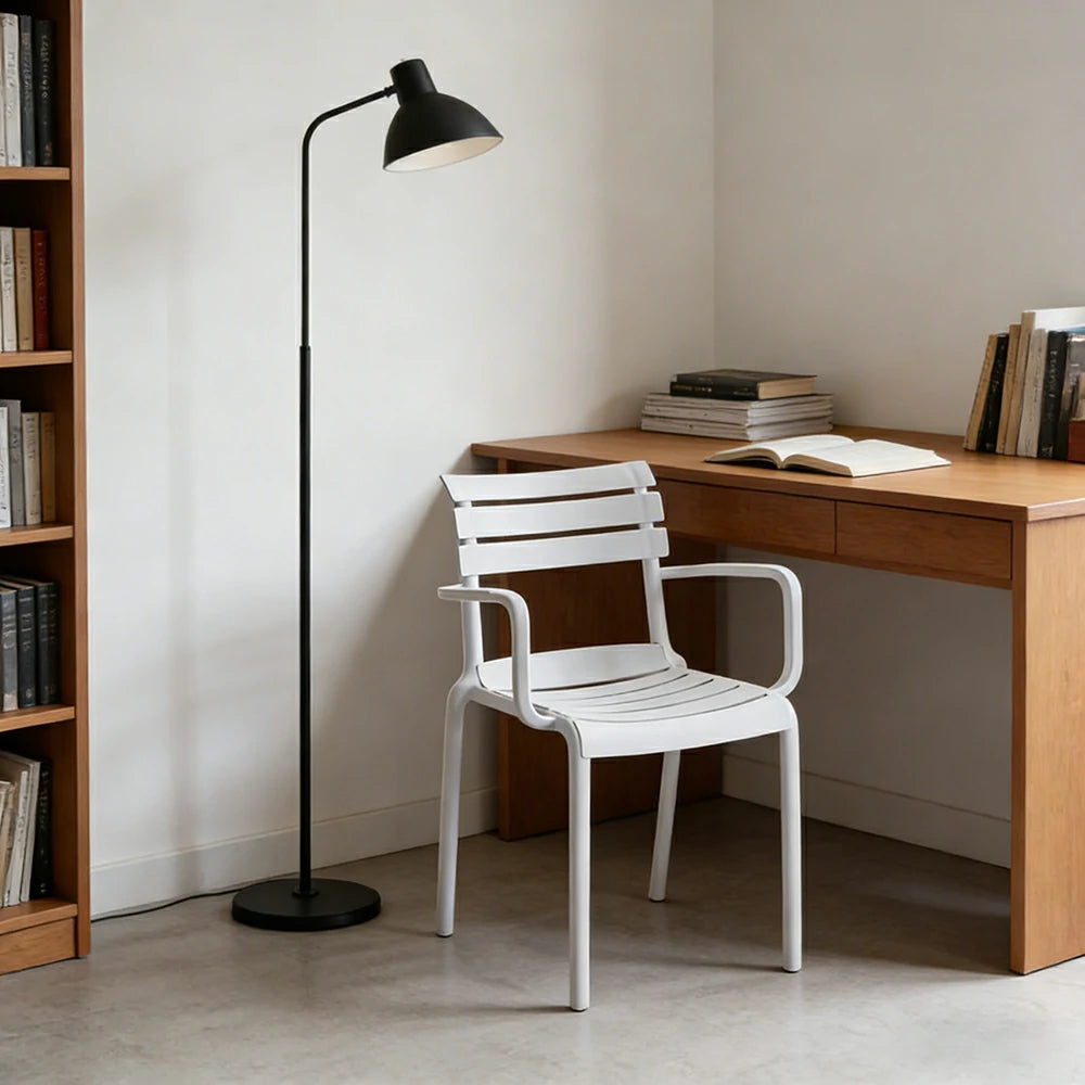 LIVARA Dining Chair - Ergonomic Curved Backrest, One-Piece Reinforced Frame, Durable Water-Resistant Shell, Armrest or Armless Options - White