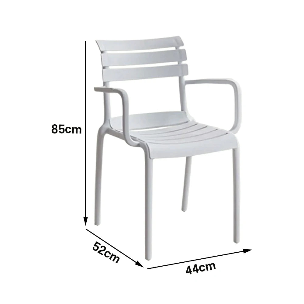 LIVARA Dining Chair - Ergonomic Curved Backrest, One-Piece Reinforced Frame, Durable Water-Resistant Shell, Armrest or Armless Options - White