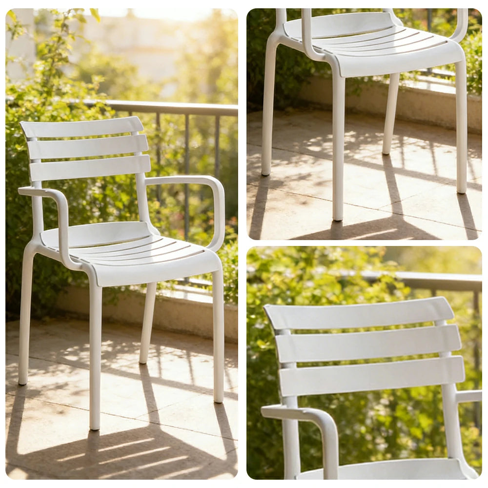 LIVARA Dining Chair - Ergonomic Curved Backrest, One-Piece Reinforced Frame, Durable Water-Resistant Shell, Armrest or Armless Options - White