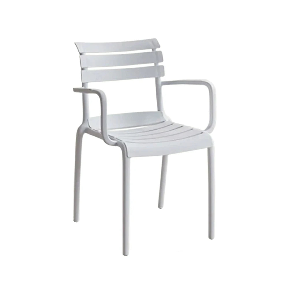 LIVARA Dining Chair - Ergonomic Curved Backrest, One-Piece Reinforced Frame, Durable Water-Resistant Shell, Armrest or Armless Options - White