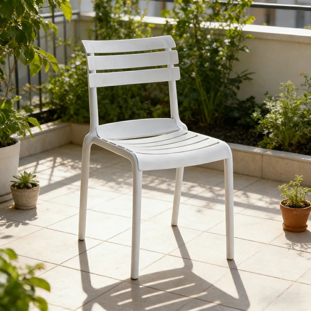 LIVARA Dining Chair - Ergonomic Curved Backrest, One-Piece Reinforced Frame, Durable Water-Resistant Shell, Armrest or Armless Options - White