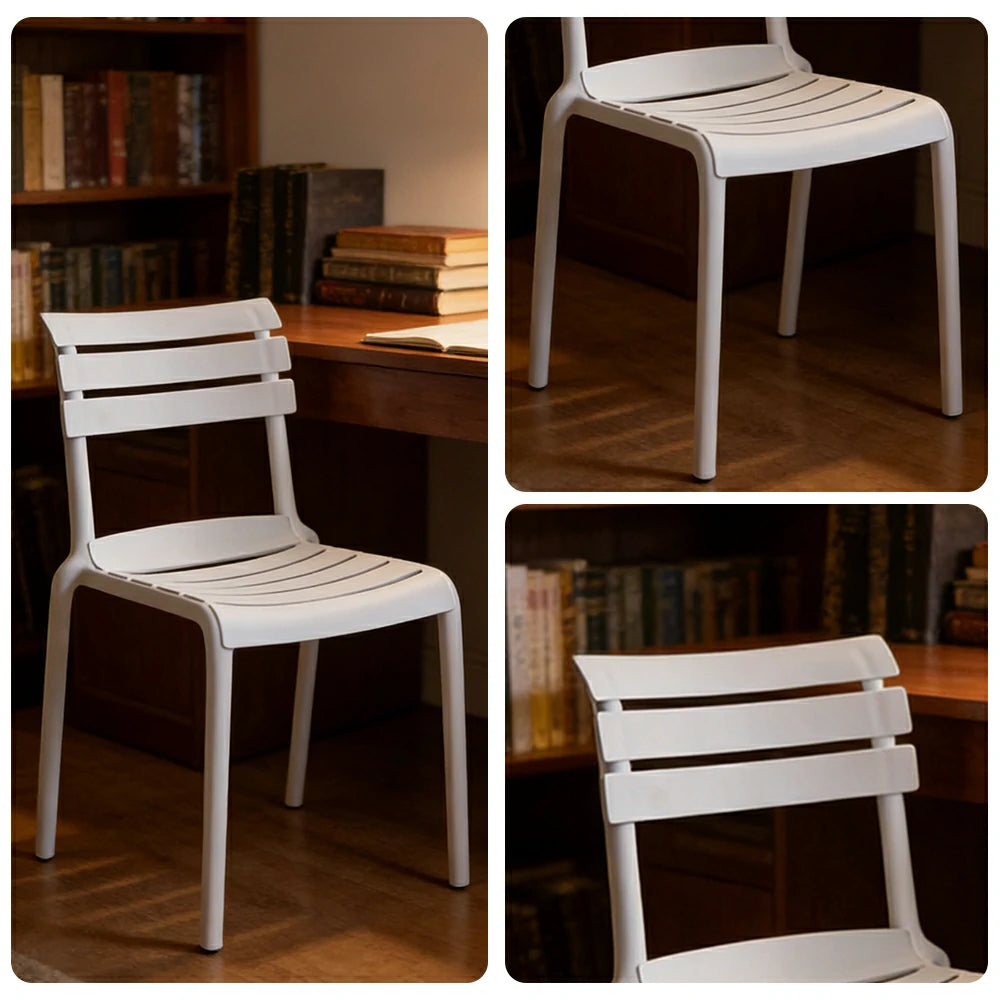 LIVARA Dining Chair - Ergonomic Curved Backrest, One-Piece Reinforced Frame, Durable Water-Resistant Shell, Armrest or Armless Options - White