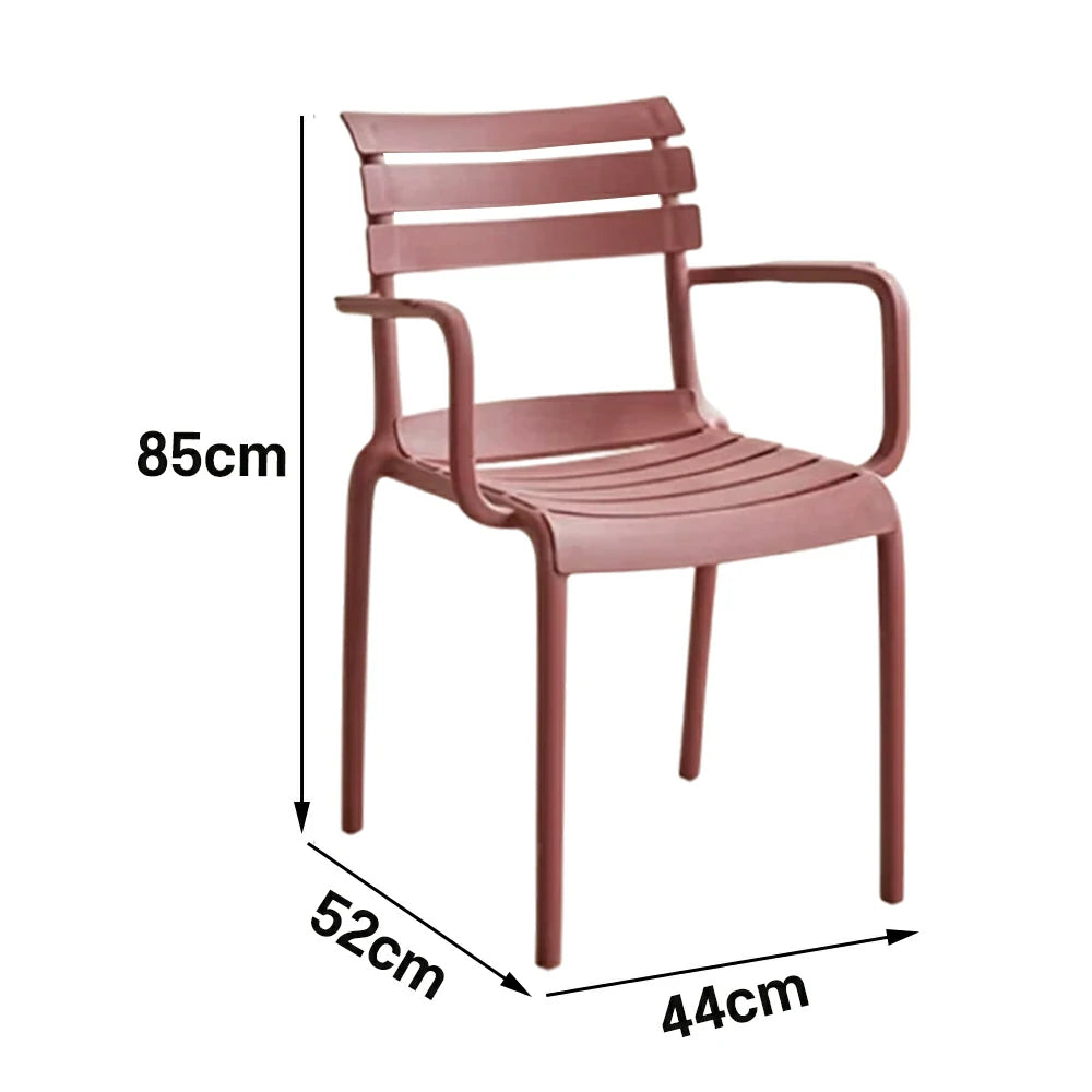 LIVARA Dining Chair - Ergonomic Curved Backrest, One-Piece Reinforced Frame, Durable Water-Resistant Shell, Armrest or Armless Options - Red