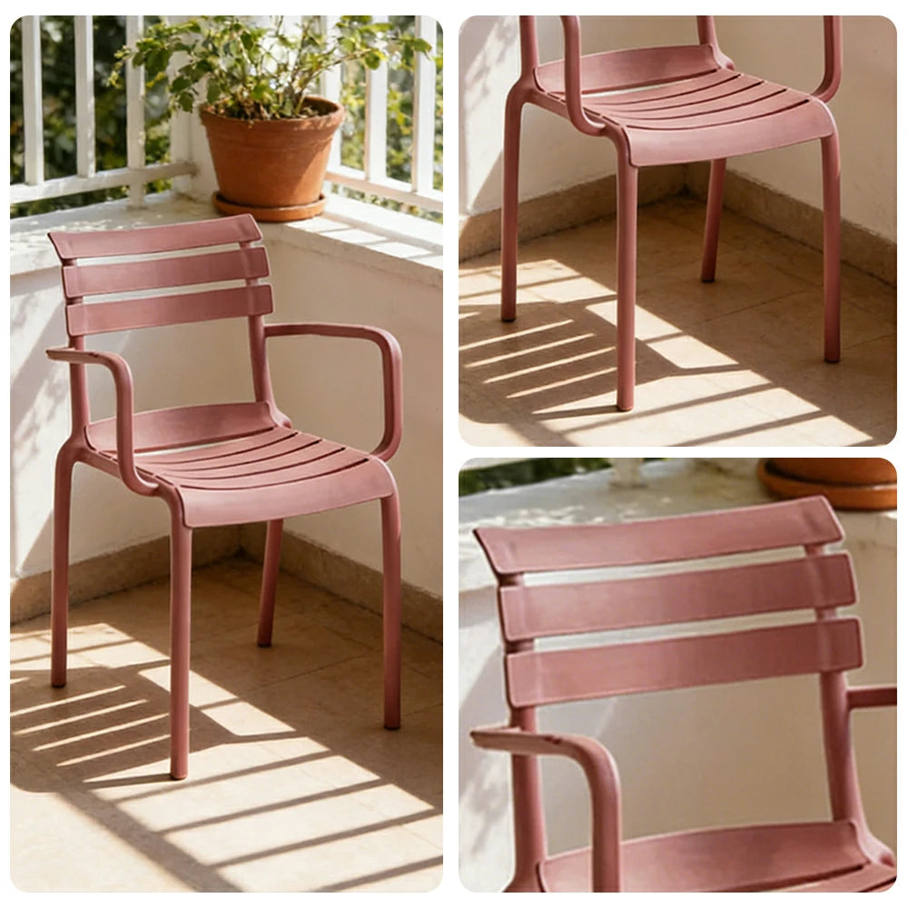 LIVARA Dining Chair - Ergonomic Curved Backrest, One-Piece Reinforced Frame, Durable Water-Resistant Shell, Armrest or Armless Options - Red