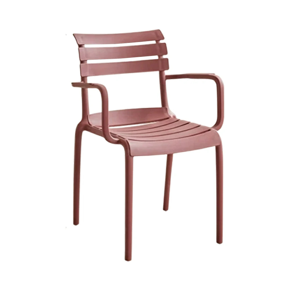 LIVARA Dining Chair - Ergonomic Curved Backrest, One-Piece Reinforced Frame, Durable Water-Resistant Shell, Armrest or Armless Options - Red