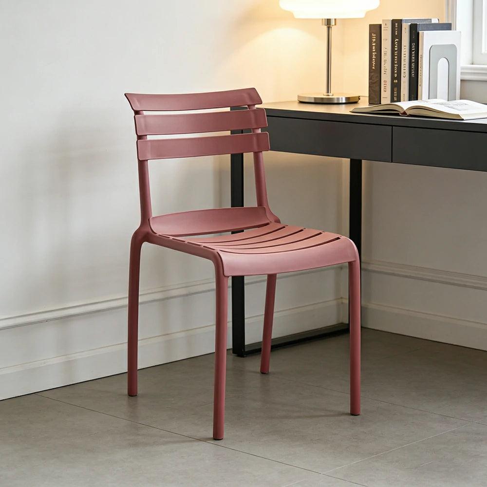 LIVARA Dining Chair - Ergonomic Curved Backrest, One-Piece Reinforced Frame, Durable Water-Resistant Shell, Armrest or Armless Options - Red