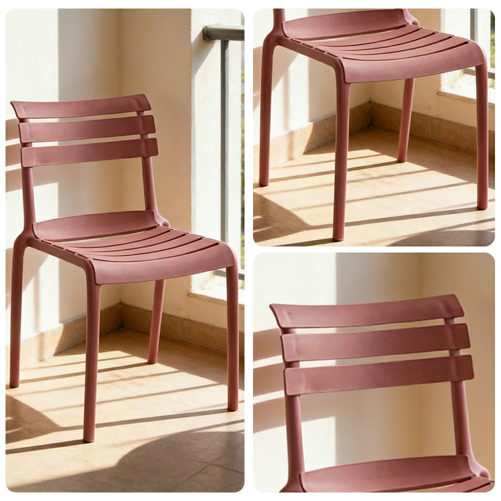 LIVARA Dining Chair - Ergonomic Curved Backrest, One-Piece Reinforced Frame, Durable Water-Resistant Shell, Armrest or Armless Options - Red