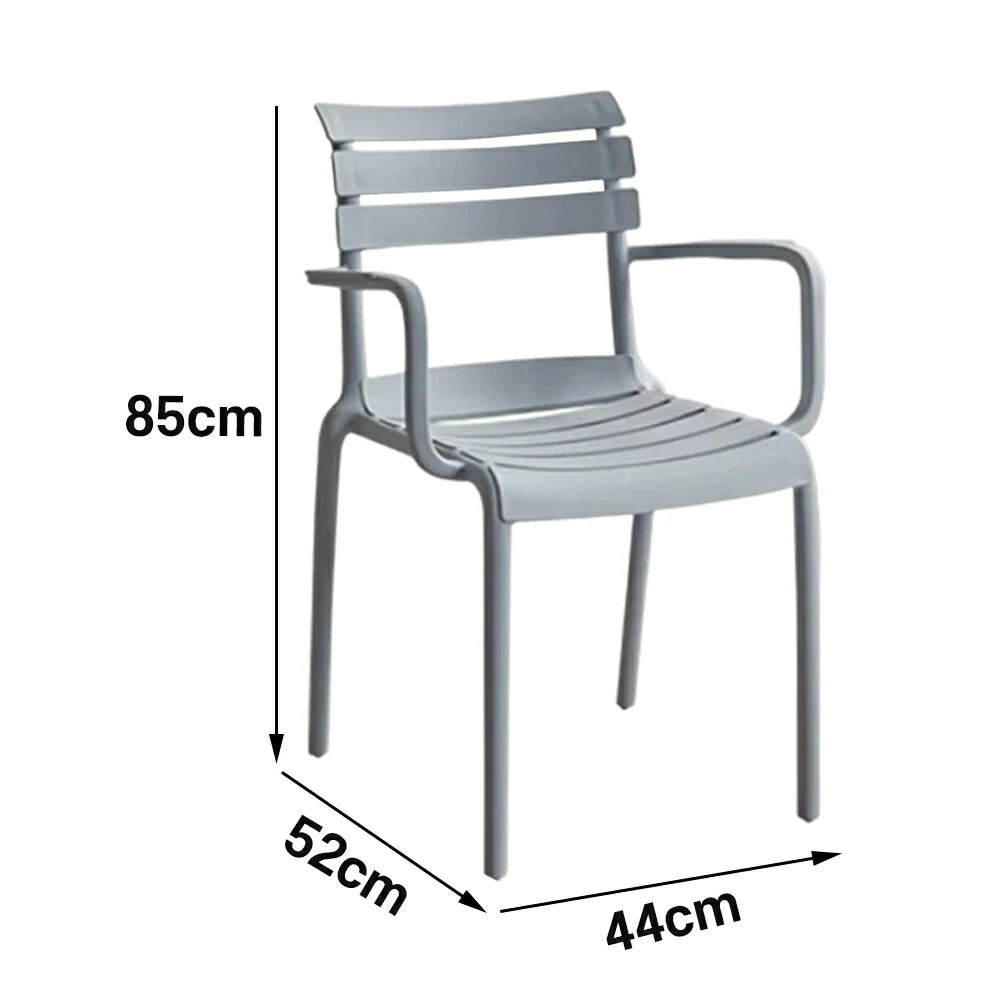 LIVARA Dining Chair - Ergonomic Curved Backrest, One-Piece Reinforced Frame, Durable Water-Resistant Shell, Armrest or Armless Options - Grey