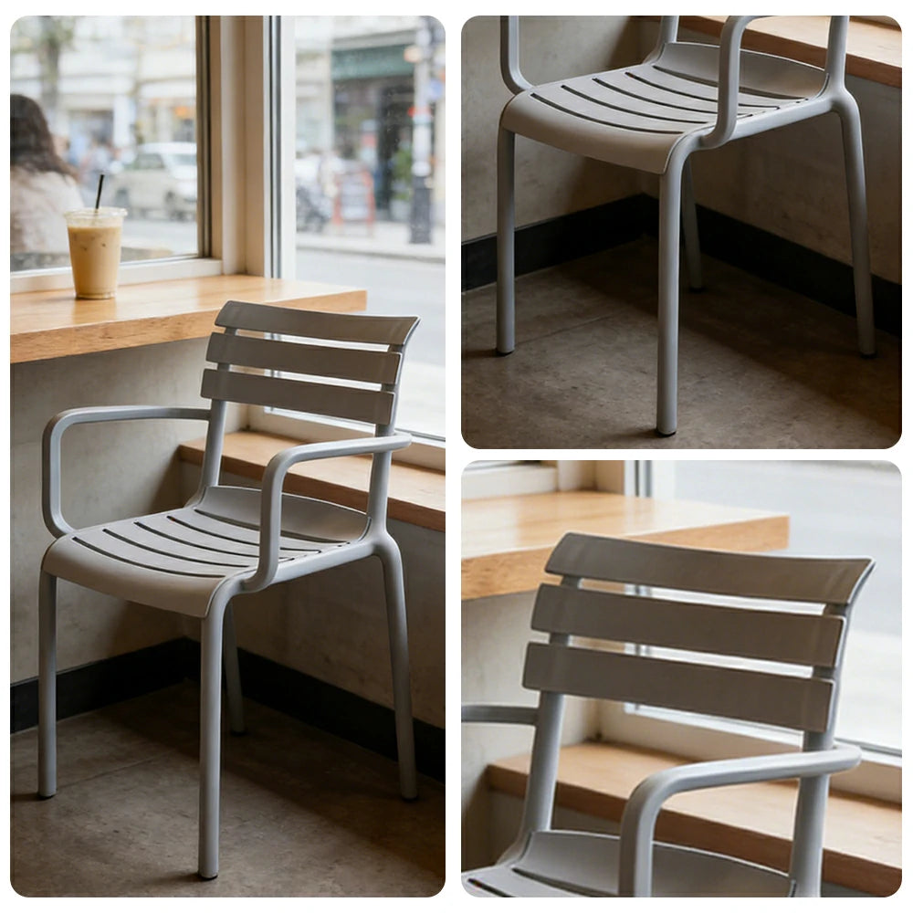 LIVARA Dining Chair - Ergonomic Curved Backrest, One-Piece Reinforced Frame, Durable Water-Resistant Shell, Armrest or Armless Options - Grey