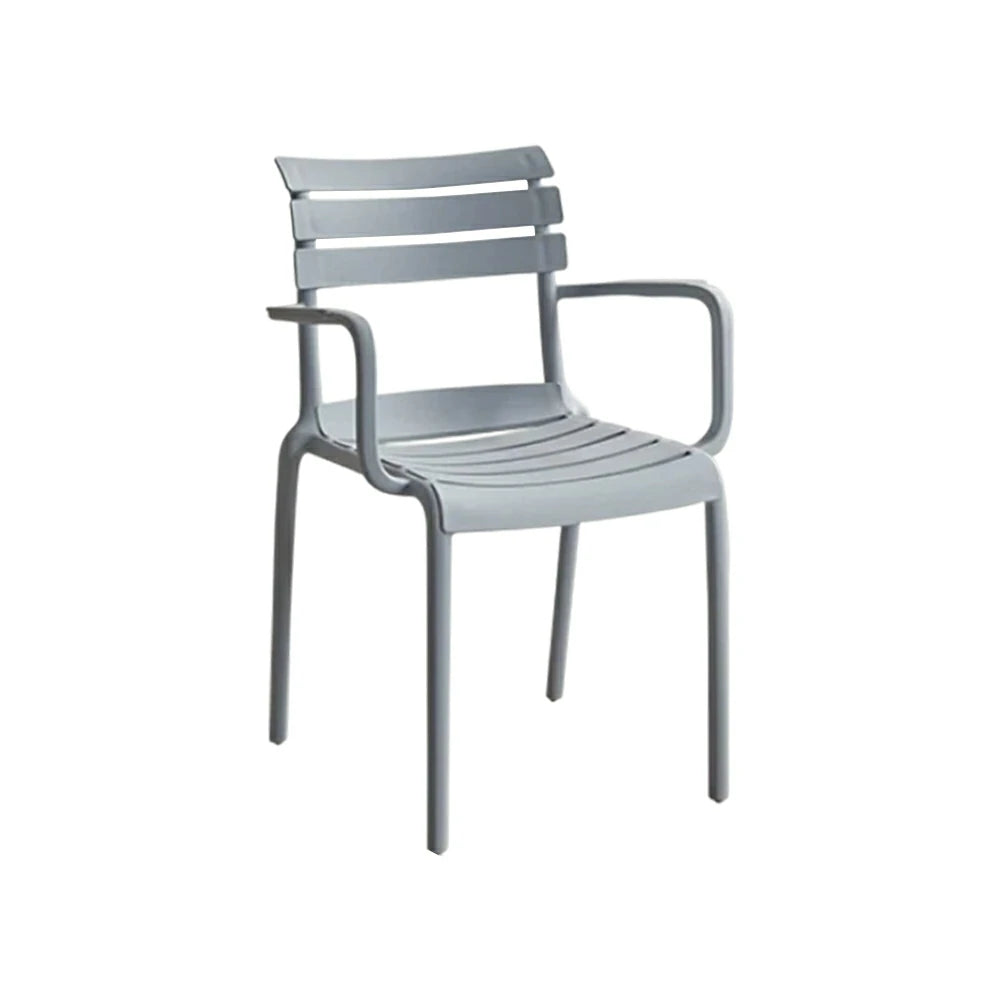 LIVARA Dining Chair - Ergonomic Curved Backrest, One-Piece Reinforced Frame, Durable Water-Resistant Shell, Armrest or Armless Options - Grey