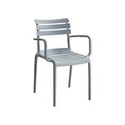 LIVARA Dining Chair - Ergonomic Curved Backrest, One-Piece Reinforced Frame, Durable Water-Resistant Shell, Armrest or Armless Options - Grey