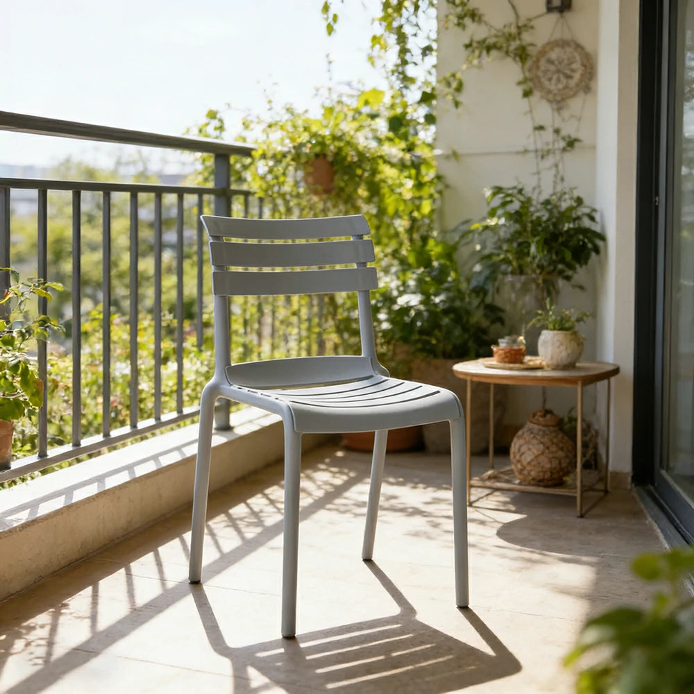 LIVARA Dining Chair - Ergonomic Curved Backrest, One-Piece Reinforced Frame, Durable Water-Resistant Shell, Armrest or Armless Options - Grey