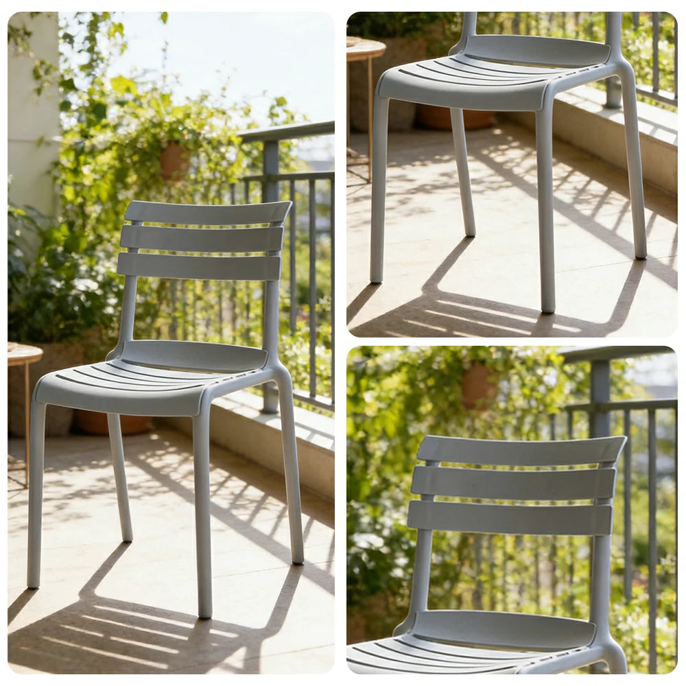 LIVARA Dining Chair - Ergonomic Curved Backrest, One-Piece Reinforced Frame, Durable Water-Resistant Shell, Armrest or Armless Options - Grey