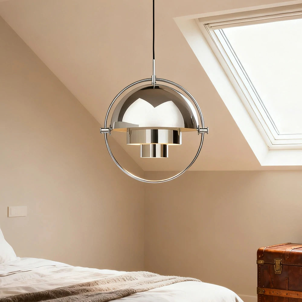 LIVARA 28/32cm Pendant Light Modern Adjustable Brushed Metal Shade Multi-layer Metal Structure Soft Light Diffusion & Exquisite Craftsmanship - Silver
