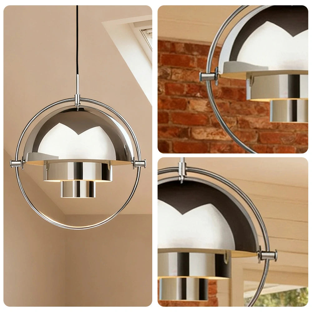 LIVARA 28/32cm Pendant Light Modern Adjustable Brushed Metal Shade Multi-layer Metal Structure Soft Light Diffusion & Exquisite Craftsmanship - Silver
