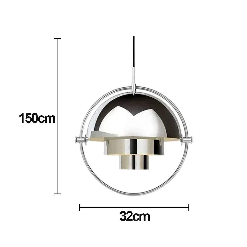 LIVARA 28/32cm Pendant Light Modern Adjustable Brushed Metal Shade Multi-layer Metal Structure Soft Light Diffusion & Exquisite Craftsmanship - Silver