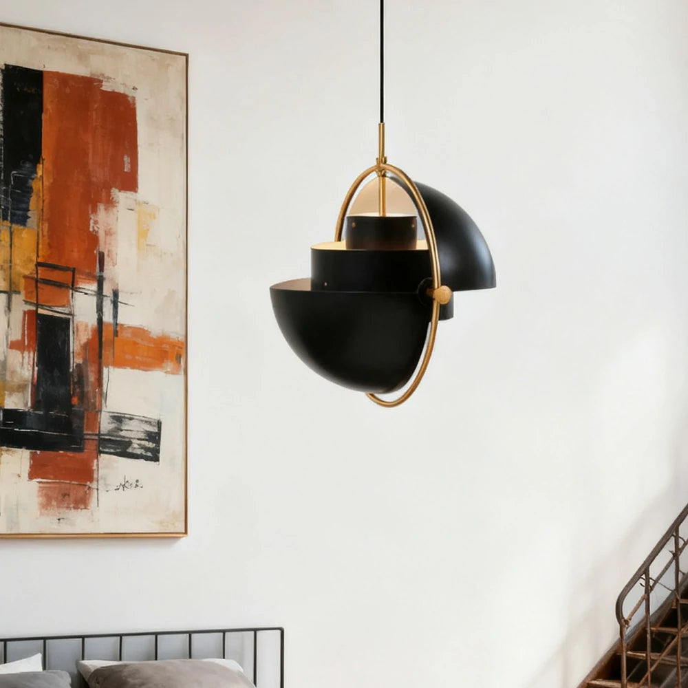 LIVARA 32/38cm Pendant Light Modern Adjustable Brushed Metal Shade Multi-layer Metal Structure Soft Light Diffusion & Exquisite Craftsmanship - Black