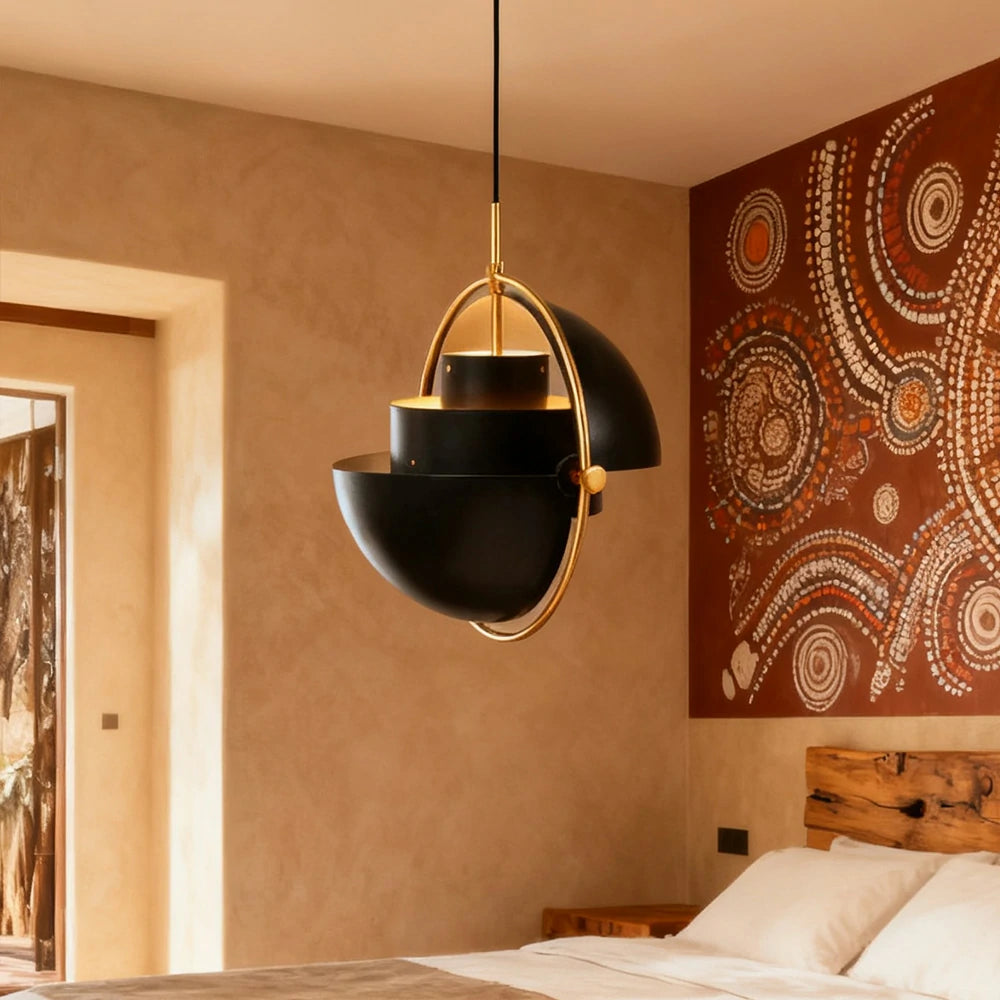 LIVARA 32/38cm Pendant Light Modern Adjustable Brushed Metal Shade Multi-layer Metal Structure Soft Light Diffusion & Exquisite Craftsmanship - Black