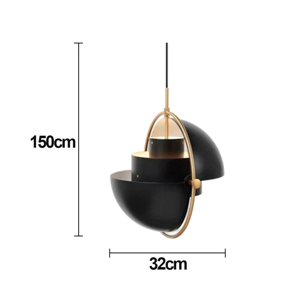 LIVARA 32/38cm Pendant Light Modern Adjustable Brushed Metal Shade Multi-layer Metal Structure Soft Light Diffusion & Exquisite Craftsmanship - Black