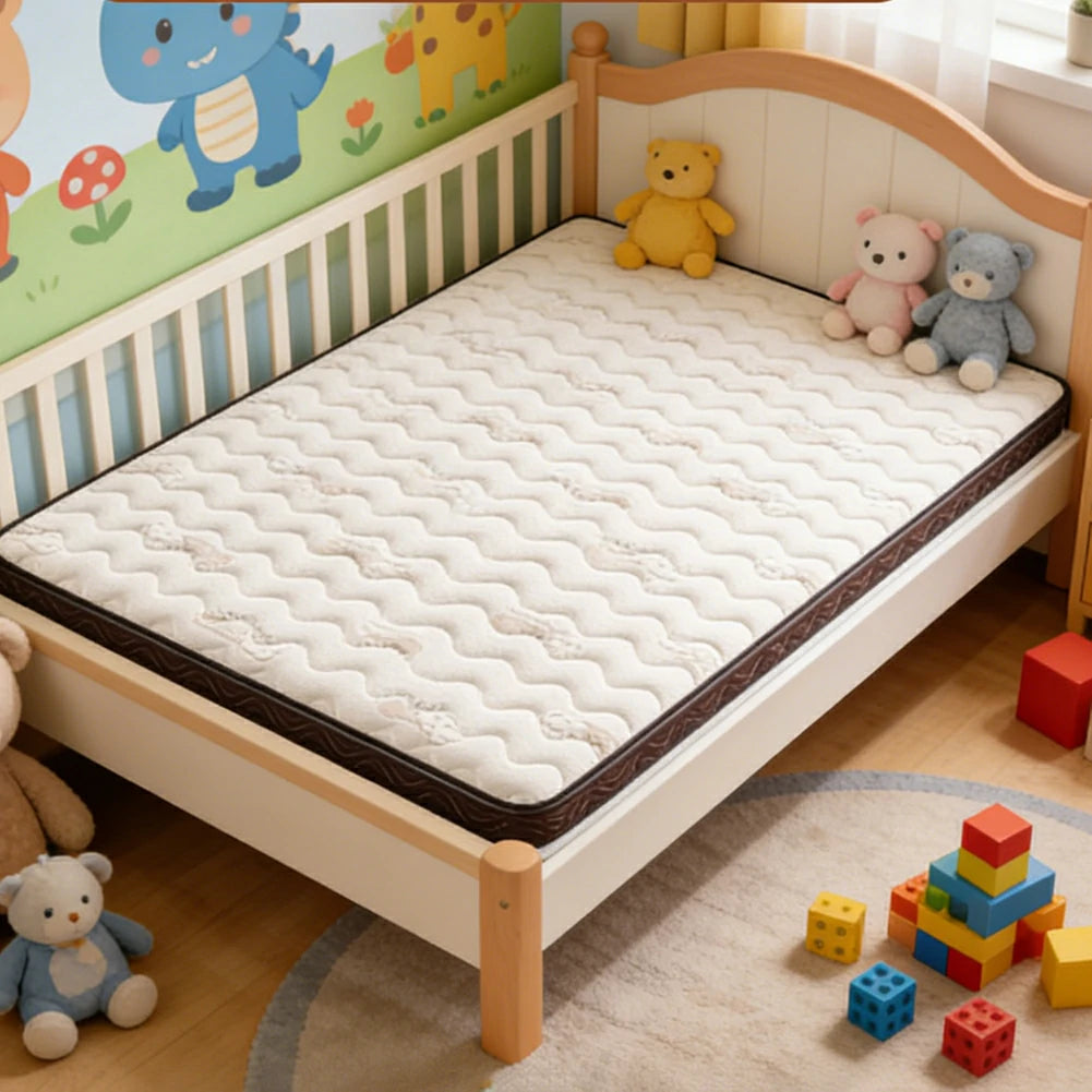 LIVARA Bunk Bed Mattress 10cm - Anti-Mite Fabric, 7cm Natural Jute Core, Firm Support, Breathable & Durable - Brown Edge