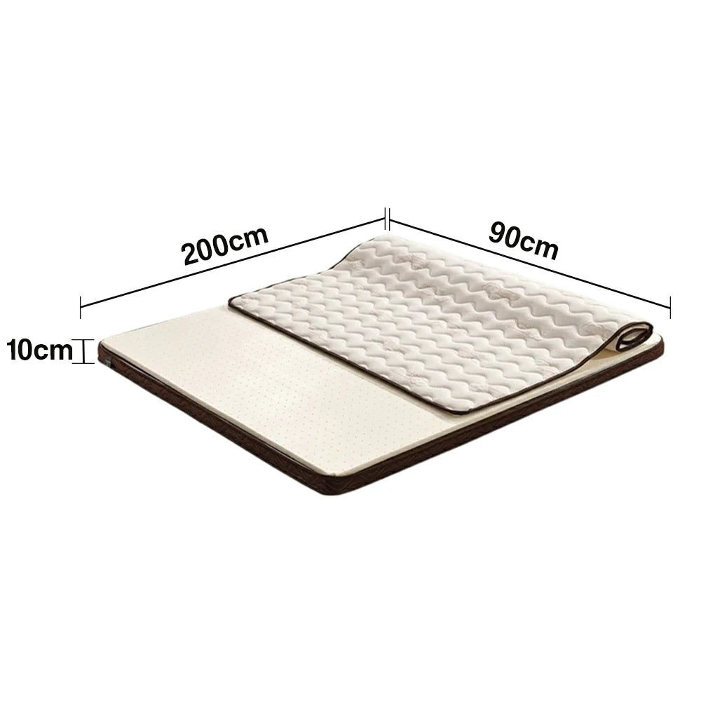 LIVARA Bunk Bed Mattress 10cm - Anti-Mite Fabric, 7cm Natural Jute Core, Firm Support, Breathable & Durable - Brown Edge