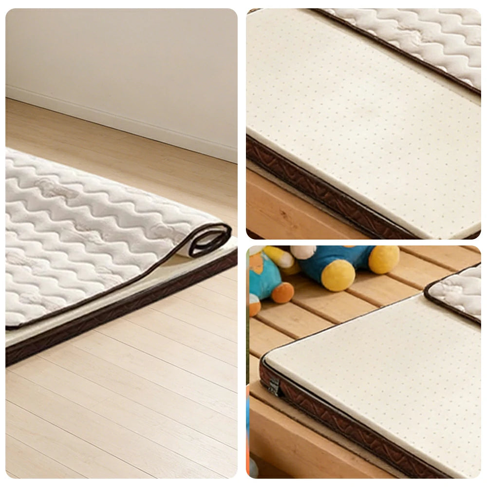 LIVARA Bunk Bed Mattress 10cm - Anti-Mite Fabric, 7cm Natural Jute Core, Firm Support, Breathable & Durable - Brown Edge