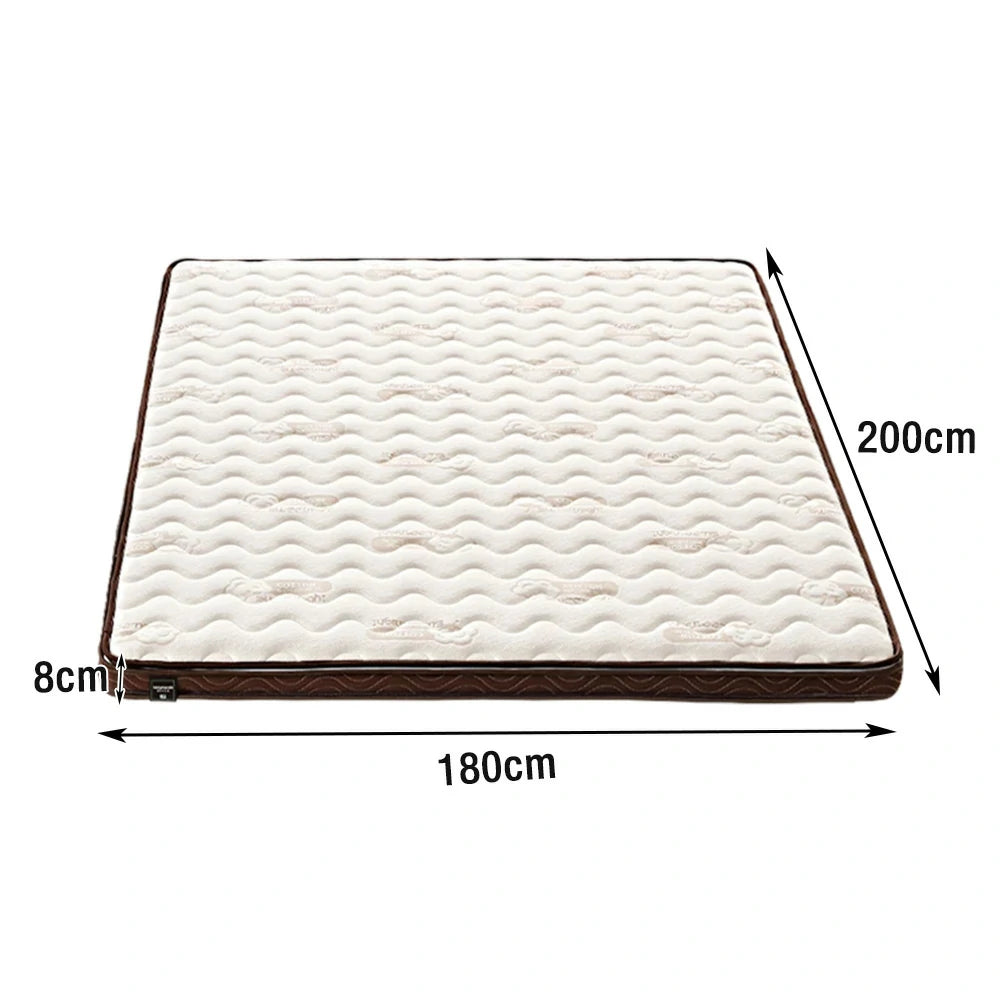 LIVARA Foldable Latex Coir Mattress 120/150/180cm - 8cm Thick, Resilient Support, Antibacterial, Breathable Cotton Surface, Safe Rounded Corners