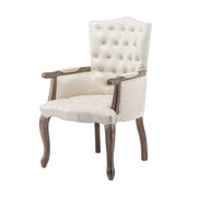 LIVARA Deep Coffee Vintage Accent Armchair - Retro PU Leather Upholstery, Solid Wood Frame, Tufted Backrest, Elegant Living Room Single Sofa Chair - Beige