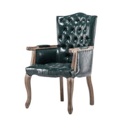 LIVARA Deep Coffee Vintage Accent Armchair - Retro PU Leather Upholstery, Solid Wood Frame, Tufted Backrest, Elegant Living Room Single Sofa Chair - Blue