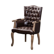 LIVARA Deep Coffee Vintage Accent Armchair - Retro PU Leather Upholstery, Solid Wood Frame, Tufted Backrest, Elegant Living Room Single Sofa Chair - Dark Coffee