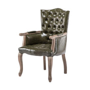 LIVARA Deep Coffee Vintage Accent Armchair - Retro PU Leather Upholstery, Solid Wood Frame, Tufted Backrest, Elegant Living Room Single Sofa Chair - Green