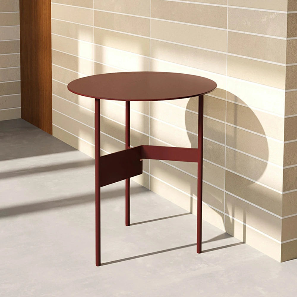 LIVARA Modern Side Table - Powder-Coated Steel Frame - Scratch & Rust Resistant - Compact Multi-Use Accent Table - Red