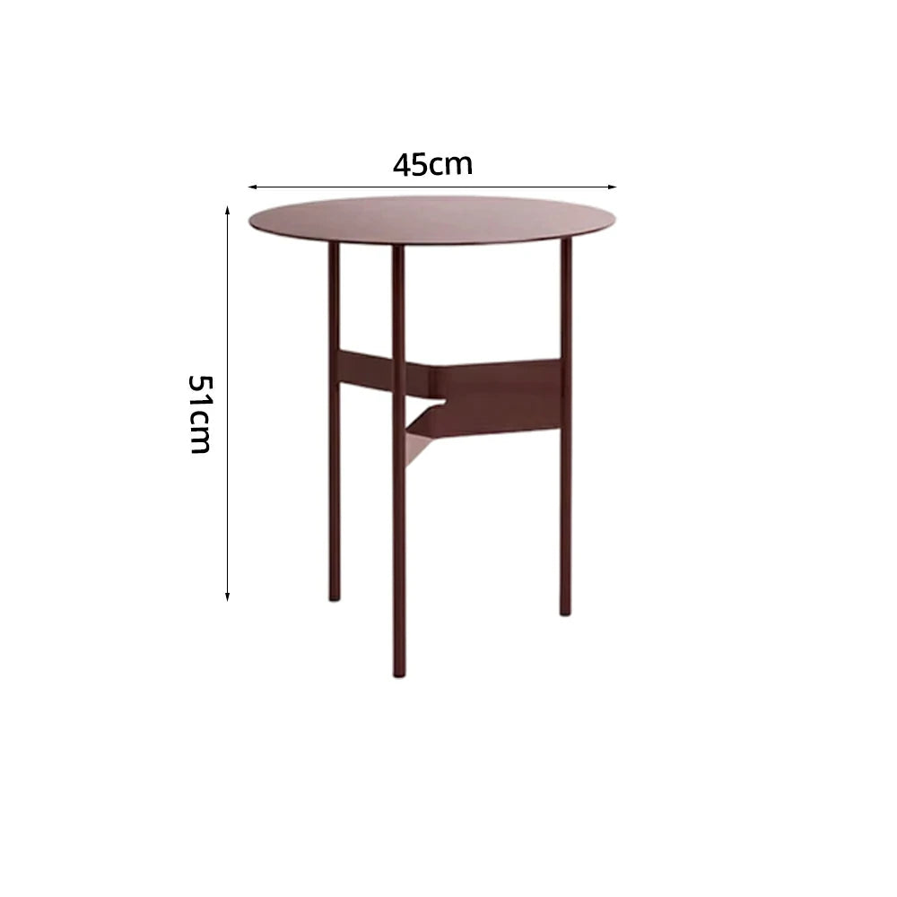 LIVARA Modern Side Table - Powder-Coated Steel Frame - Scratch & Rust Resistant - Compact Multi-Use Accent Table - Red