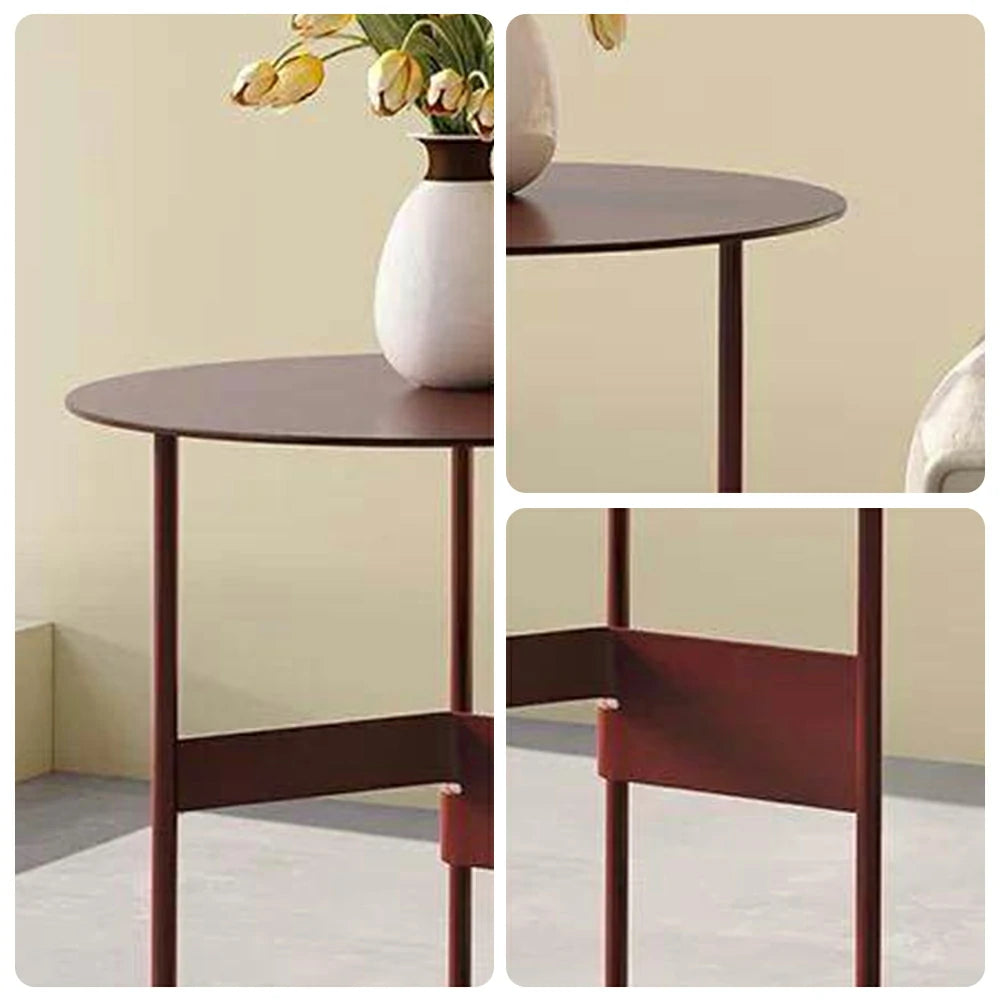 LIVARA Modern Side Table - Powder-Coated Steel Frame - Scratch & Rust Resistant - Compact Multi-Use Accent Table - Red