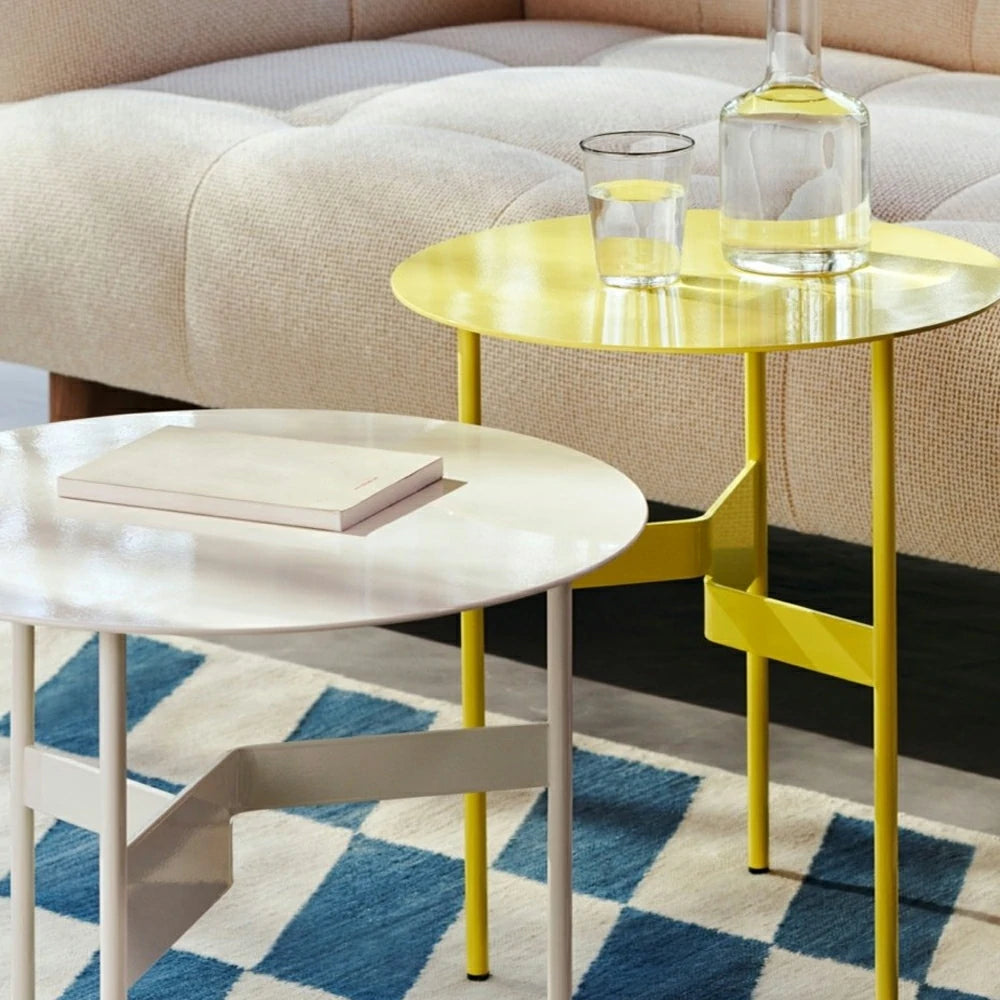 LIVARA Modern Side Table - Powder-Coated Steel Frame - Scratch & Rust Resistant - Compact Multi-Use Accent Table - Yellow
