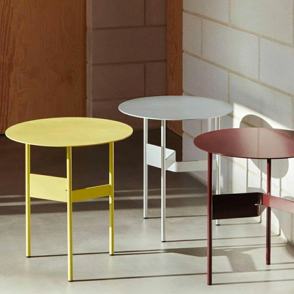 LIVARA Modern Side Table - Powder-Coated Steel Frame - Scratch & Rust Resistant - Compact Multi-Use Accent Table - Yellow