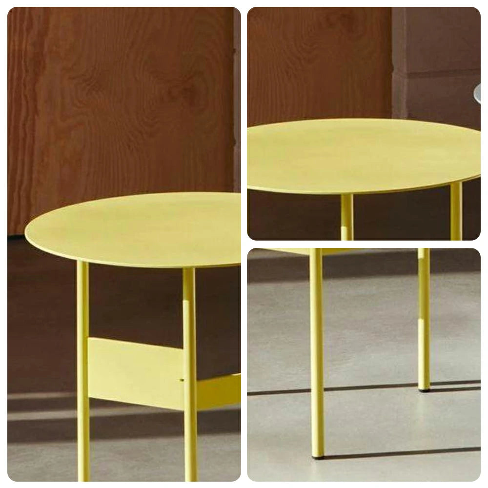 LIVARA Modern Side Table - Powder-Coated Steel Frame - Scratch & Rust Resistant - Compact Multi-Use Accent Table - Yellow