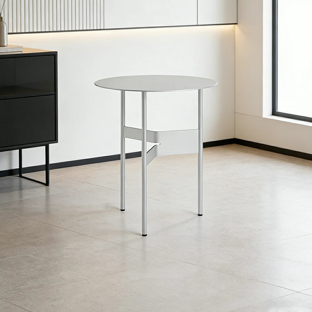LIVARA Modern Side Table - Powder-Coated Steel Frame - Scratch & Rust Resistant - Compact Multi-Use Accent Table - Silver
