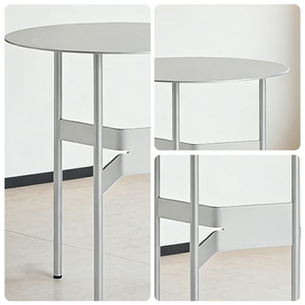 LIVARA Modern Side Table - Powder-Coated Steel Frame - Scratch & Rust Resistant - Compact Multi-Use Accent Table - Silver