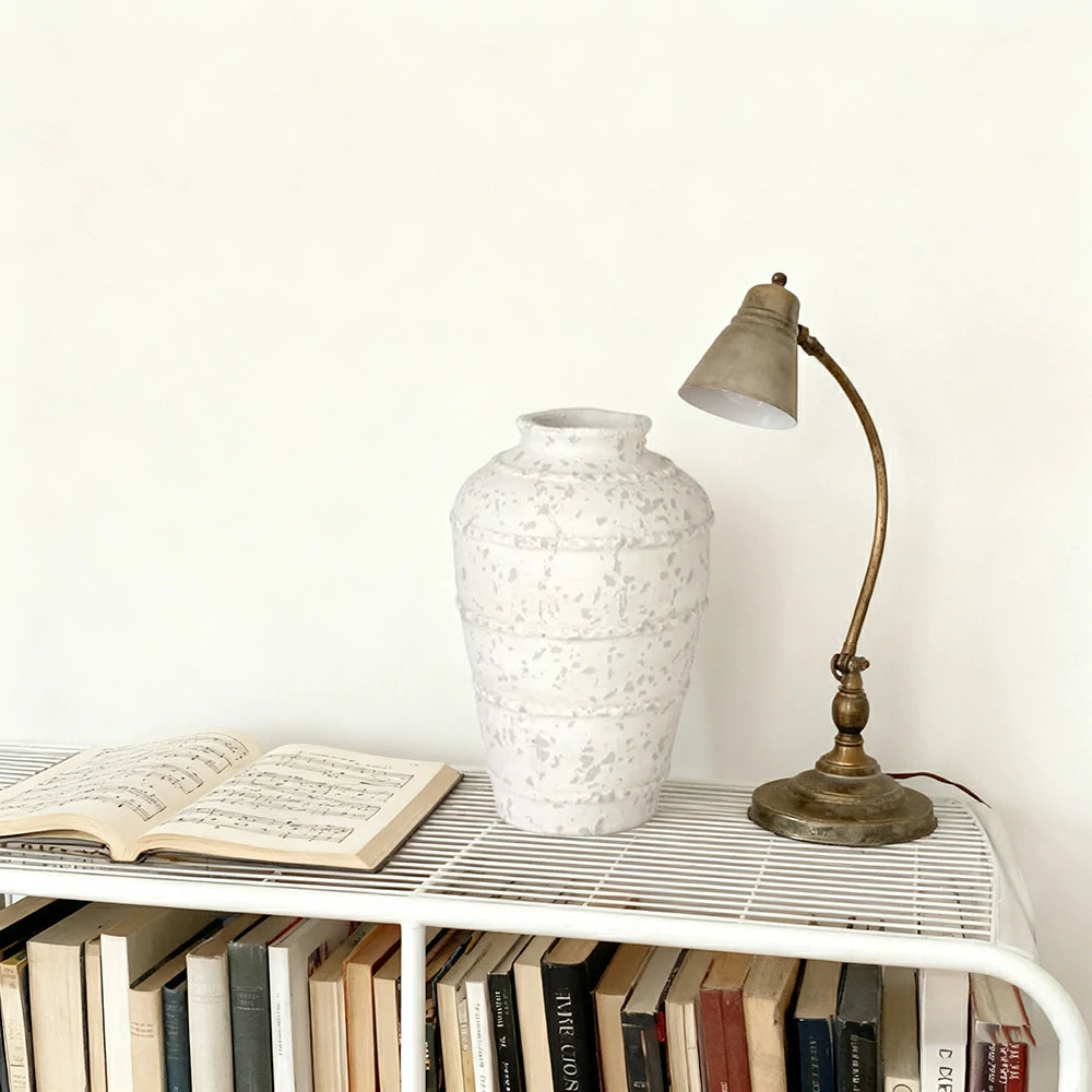 LIVARA Ceramic Vase Ornament Minimal Branch-Textured Vessel Not Suitable for Water Artistic Home Display Matte Ceramic Stone-Texture Finish