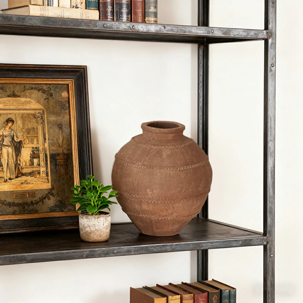 LIVARA Ceramic Vase Ornament Subtle Branch Pattern Form Designed for Dry Styling Matte Ceramic Decorative Object