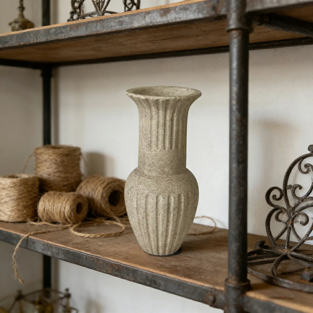 LIVARA Ceramic Vase Ornament Rustic Coarse Pottery Vessel Not Suitable for Water Artistic Home Display Raw Textured Finish