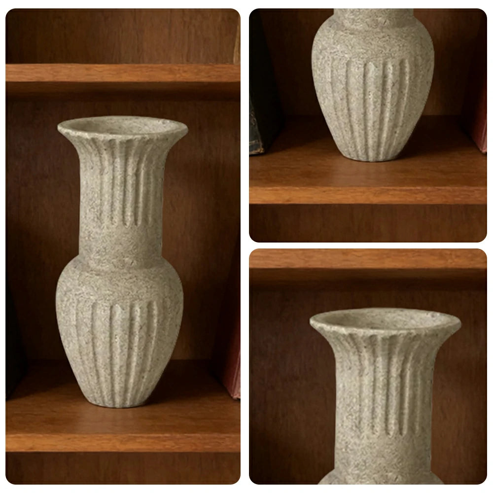 LIVARA Ceramic Vase Ornament Rustic Coarse Pottery Vessel Not Suitable for Water Artistic Home Display Raw Textured Finish